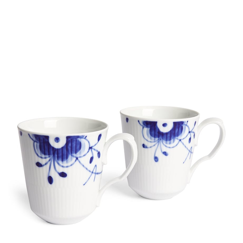 Set of 2 Blue Fluted Mega Mugs (370ml)