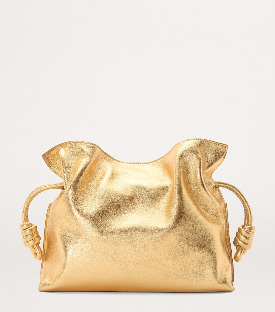 Gold Medium Leather Scales Flamenco Clutch