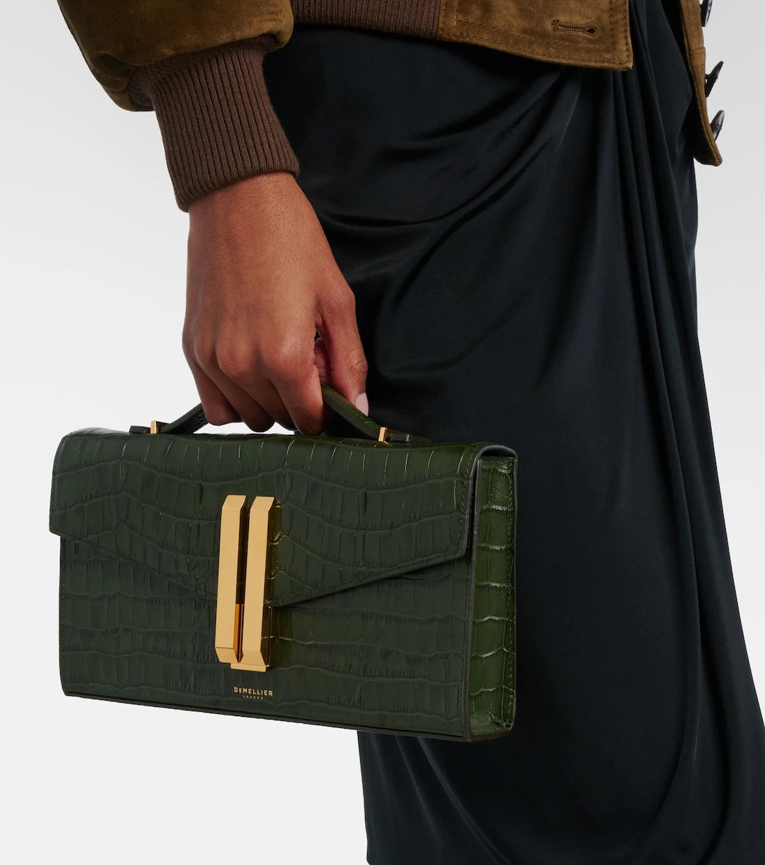 DeMellier - Vancouver croc-effect leather clutch