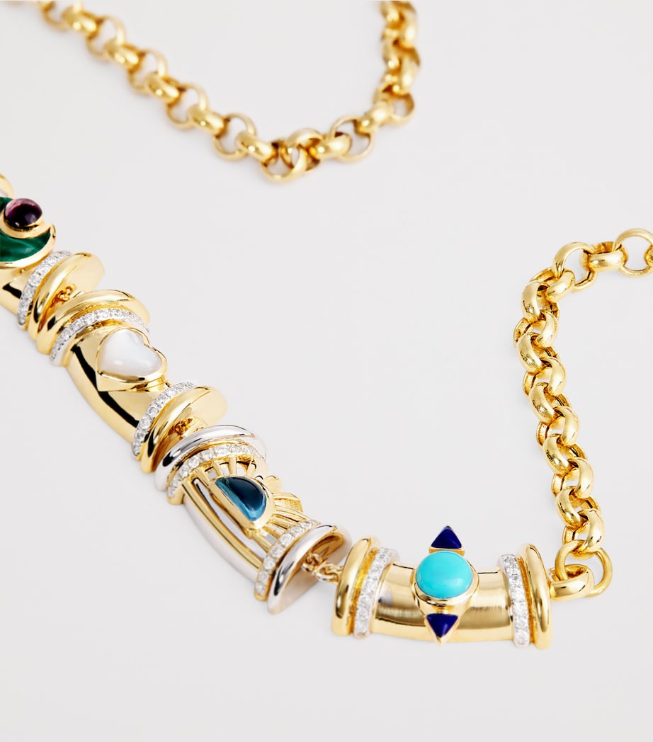 Yellow Gold, Diamond and Mixed Stone Lot N*91 Milky Way Necklace