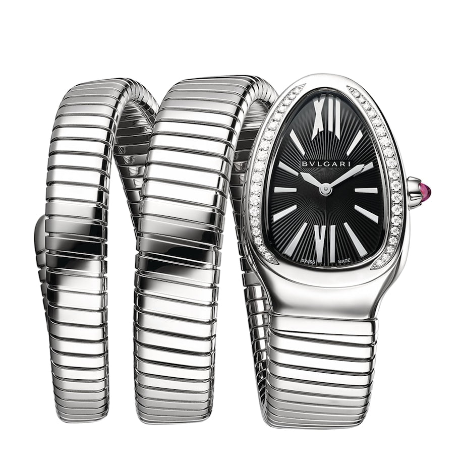 Stainless Steel and Diamond Serpenti Tubogas Watch 35mm