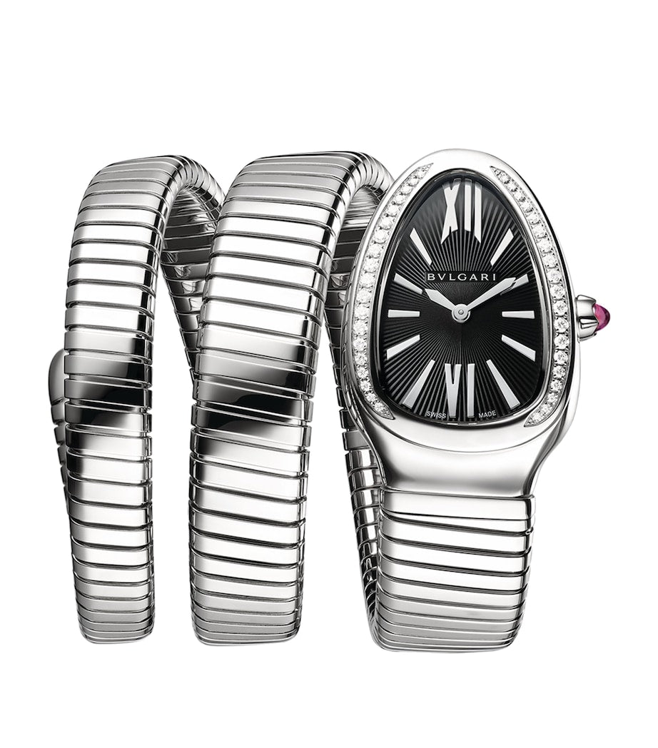 Stainless Steel and Diamond Serpenti Tubogas Watch 35mm