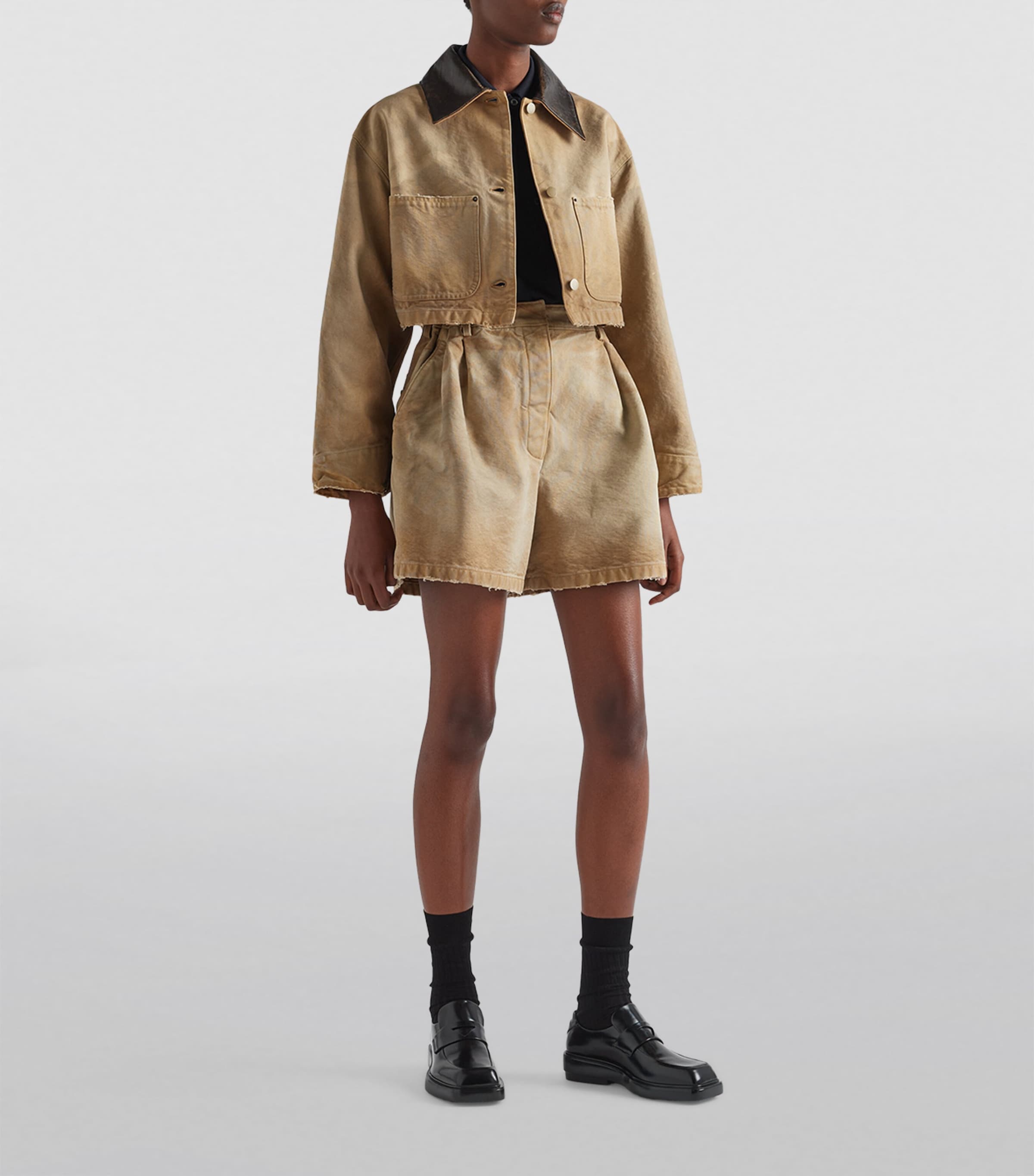 Prada Neutral Canvas Shorts