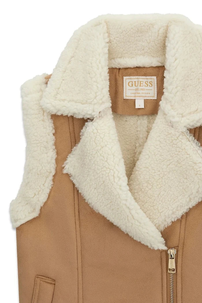 Guess çocuklar için süet görünümlü yelek