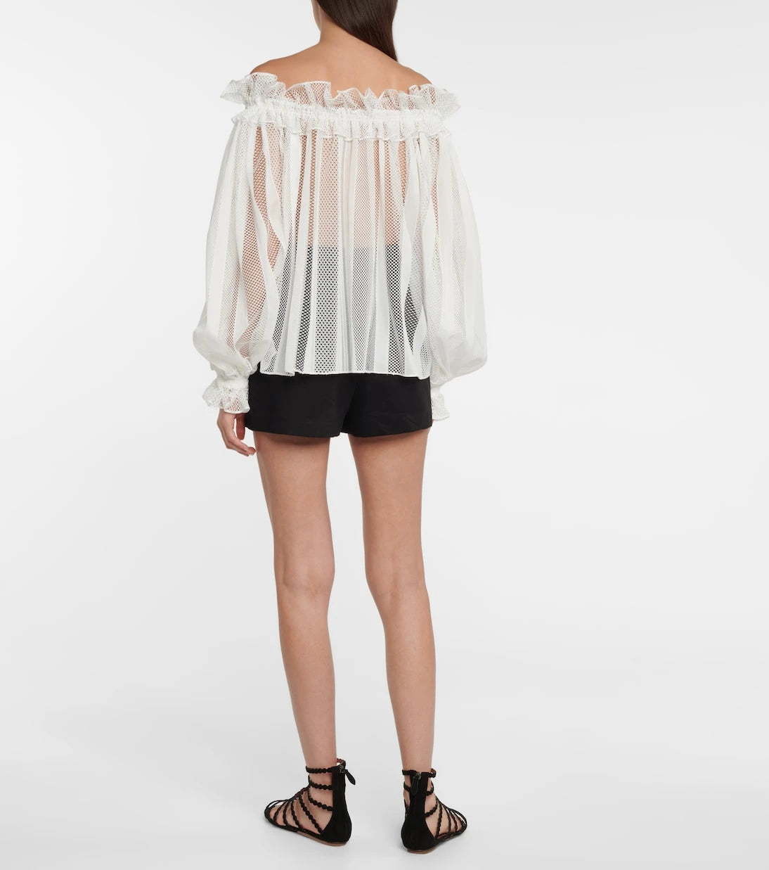 Alaïa - Off-shoulder mesh blouse