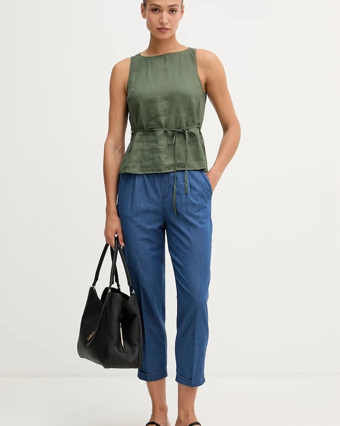 United Colors of Benetton топ дамски от лен