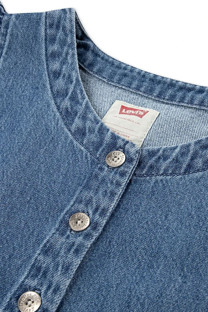 Детска памучна рокля Levi's FLUTTER SLEEVE BUTTON UP D
