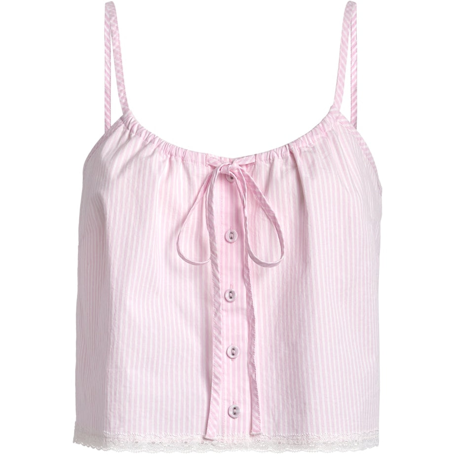Skims Pink Stretch-Cotton Poplin Sleep Tank Top