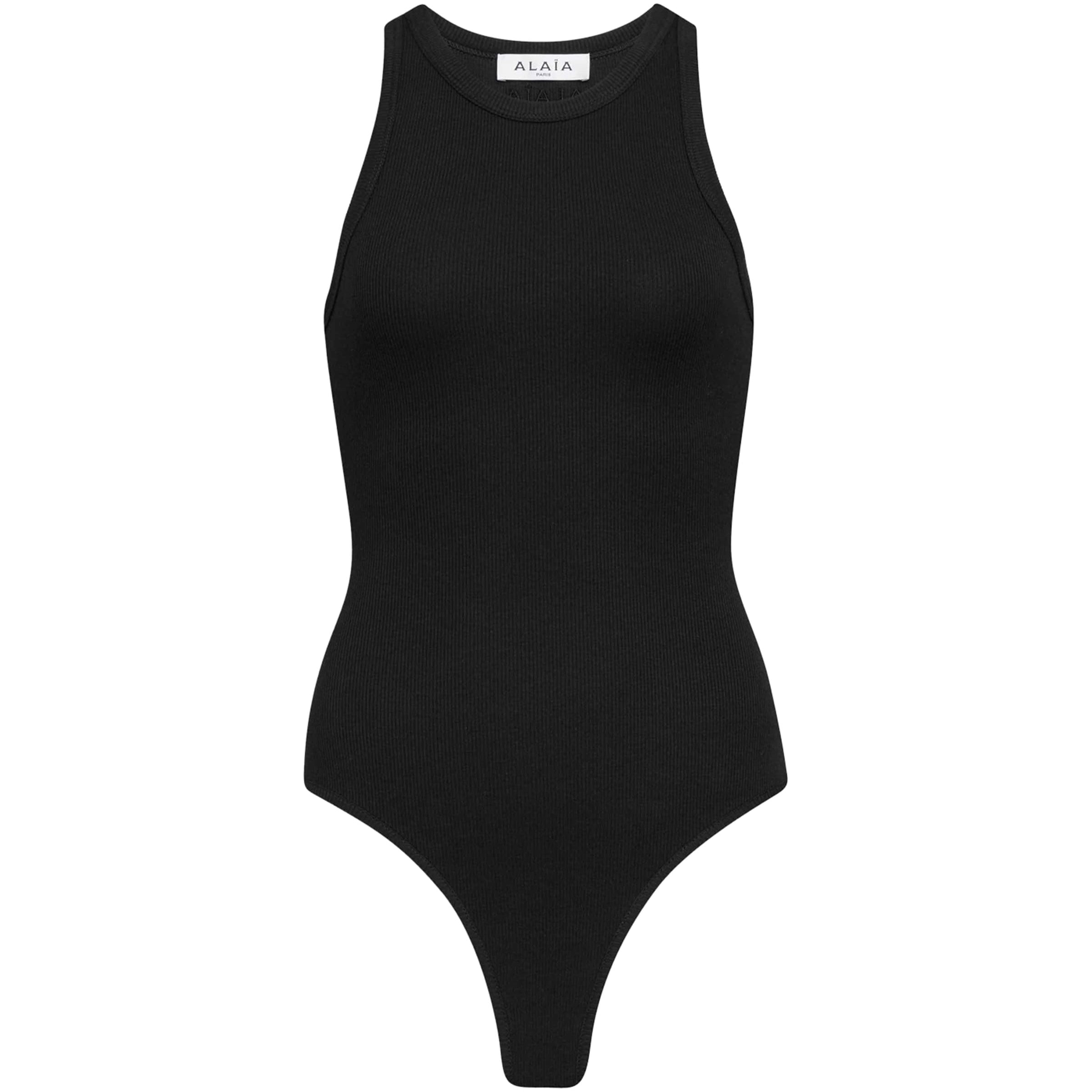 Alaïa Black Ribbed Tank Bodysuit