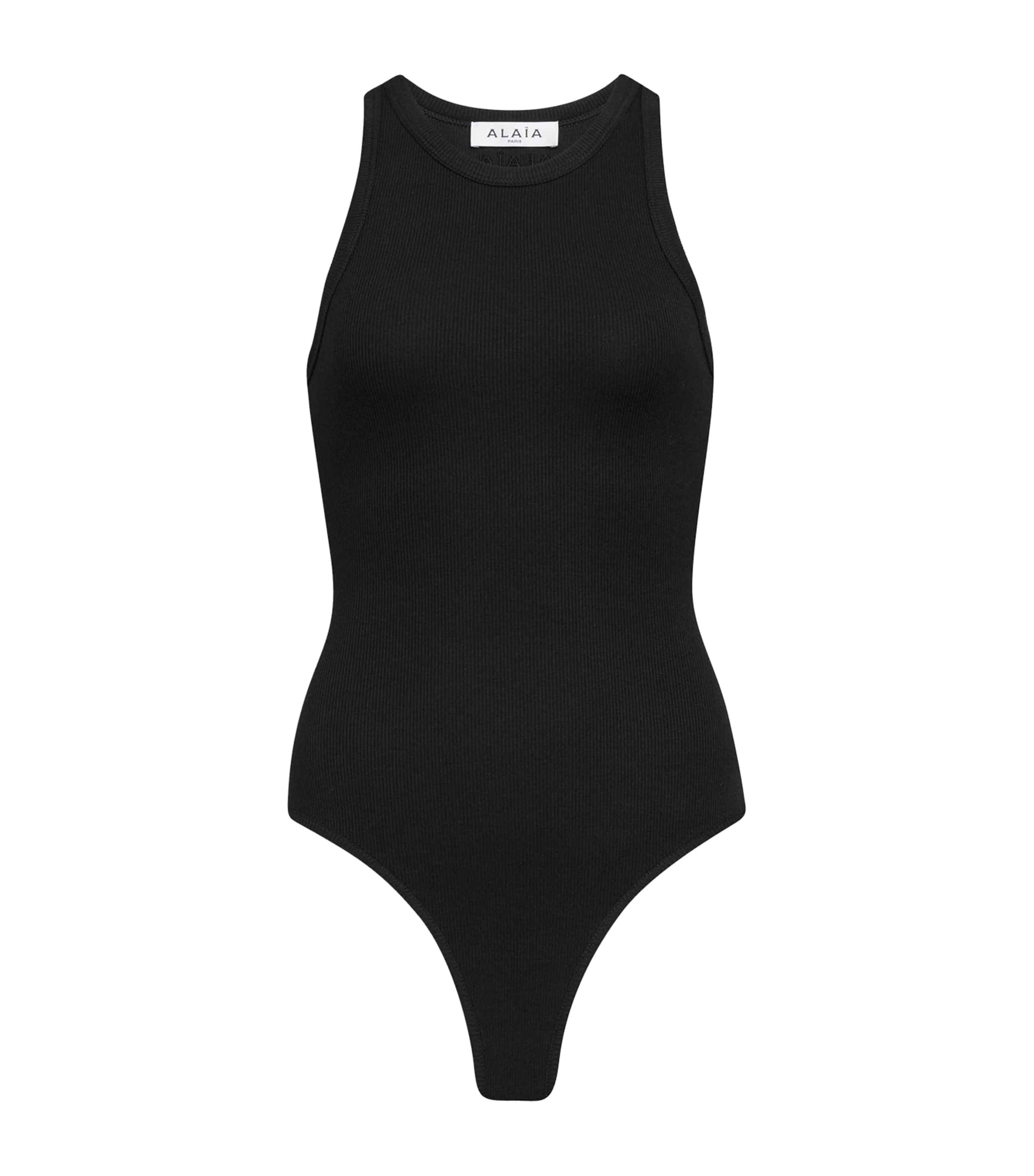 Alaïa Black Ribbed Tank Bodysuit
