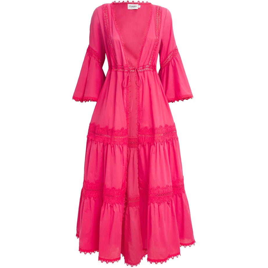 Pink Cotton Glen Kaftan Robe