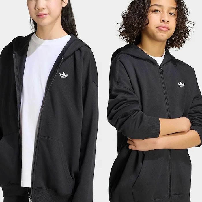 adidas Originals çocuklar için pamuklu fermuarlı kapüşonlu sweatshirt