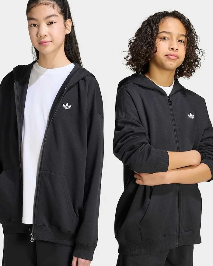 adidas Originals суичър с цип и качулка за деца с памук