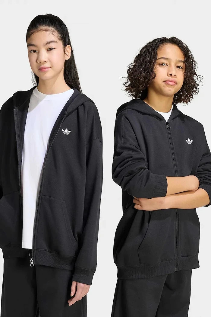adidas Originals çocuklar için pamuklu fermuarlı kapüşonlu sweatshirt