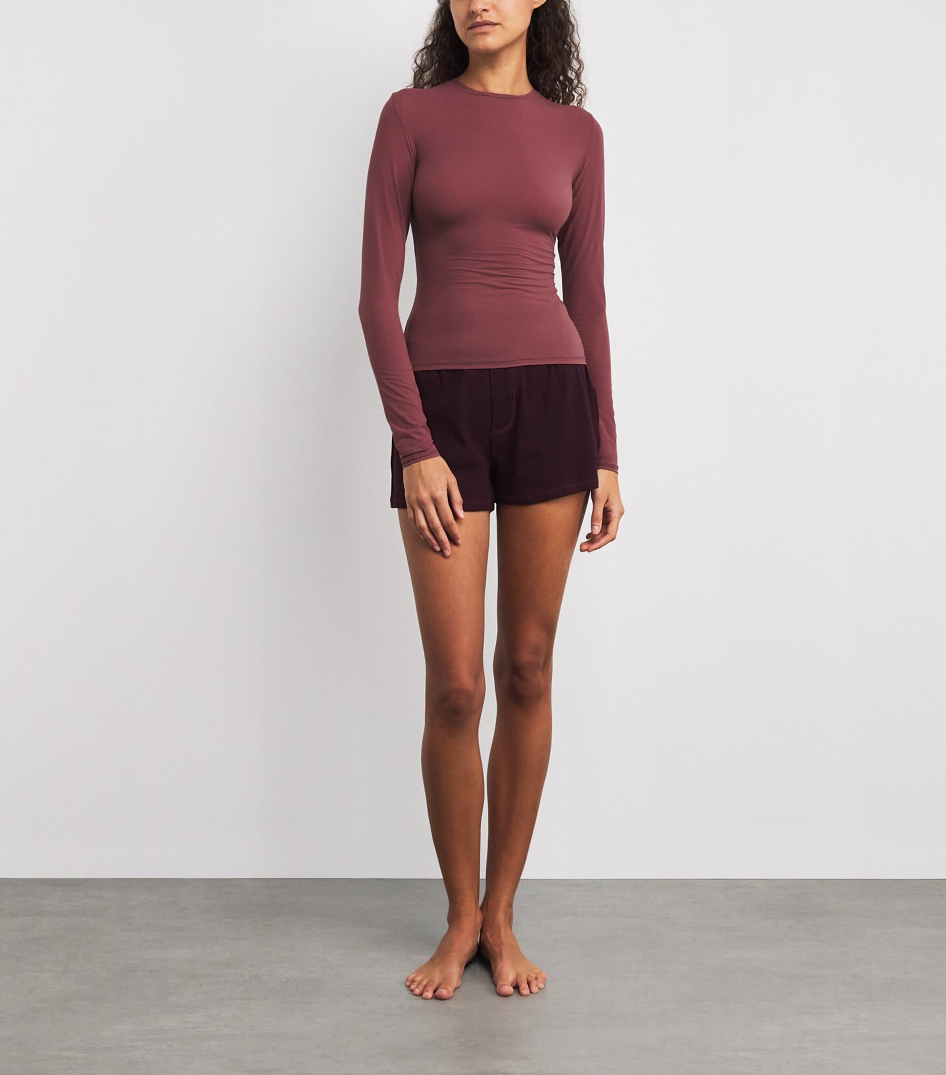 Skims Burgundy Fits Everybody Long-Sleeve T-Shirt