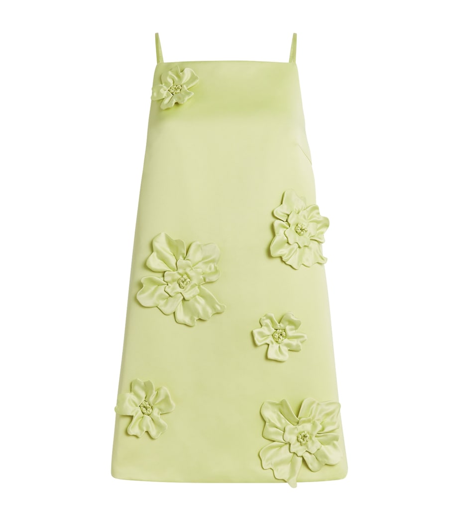 LEO LIN Green Satin Floral Leia Mini Dress