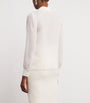 White Silk Lace-Trim Blouse