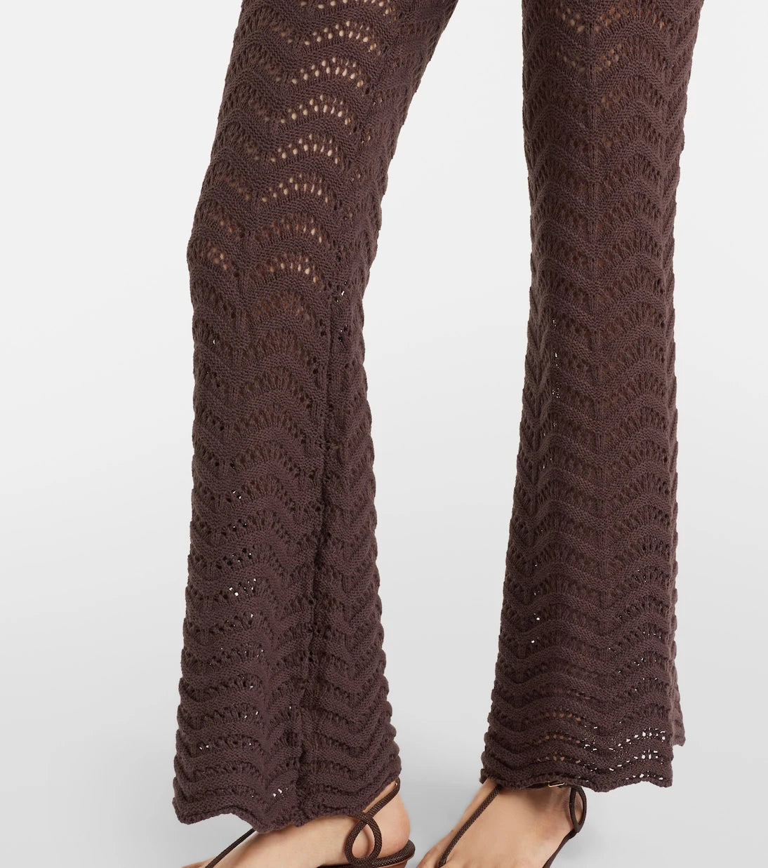 Bananhot - Kim open-knit cotton-blend flared pants