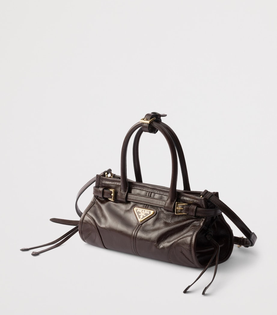 Prada Brown Mini Leather Bonnie Top-Handle Bag