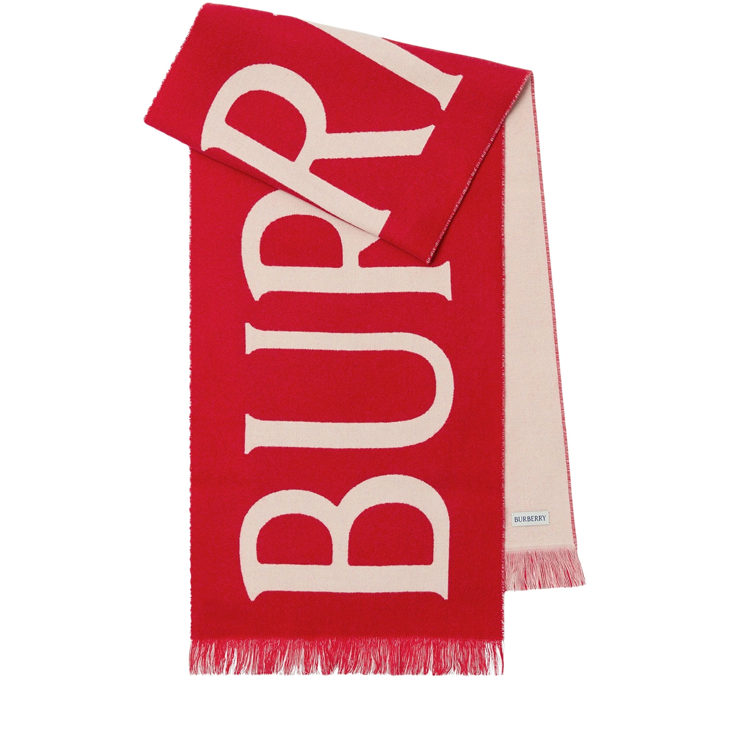 Burberry Red Wool Logo Scarf