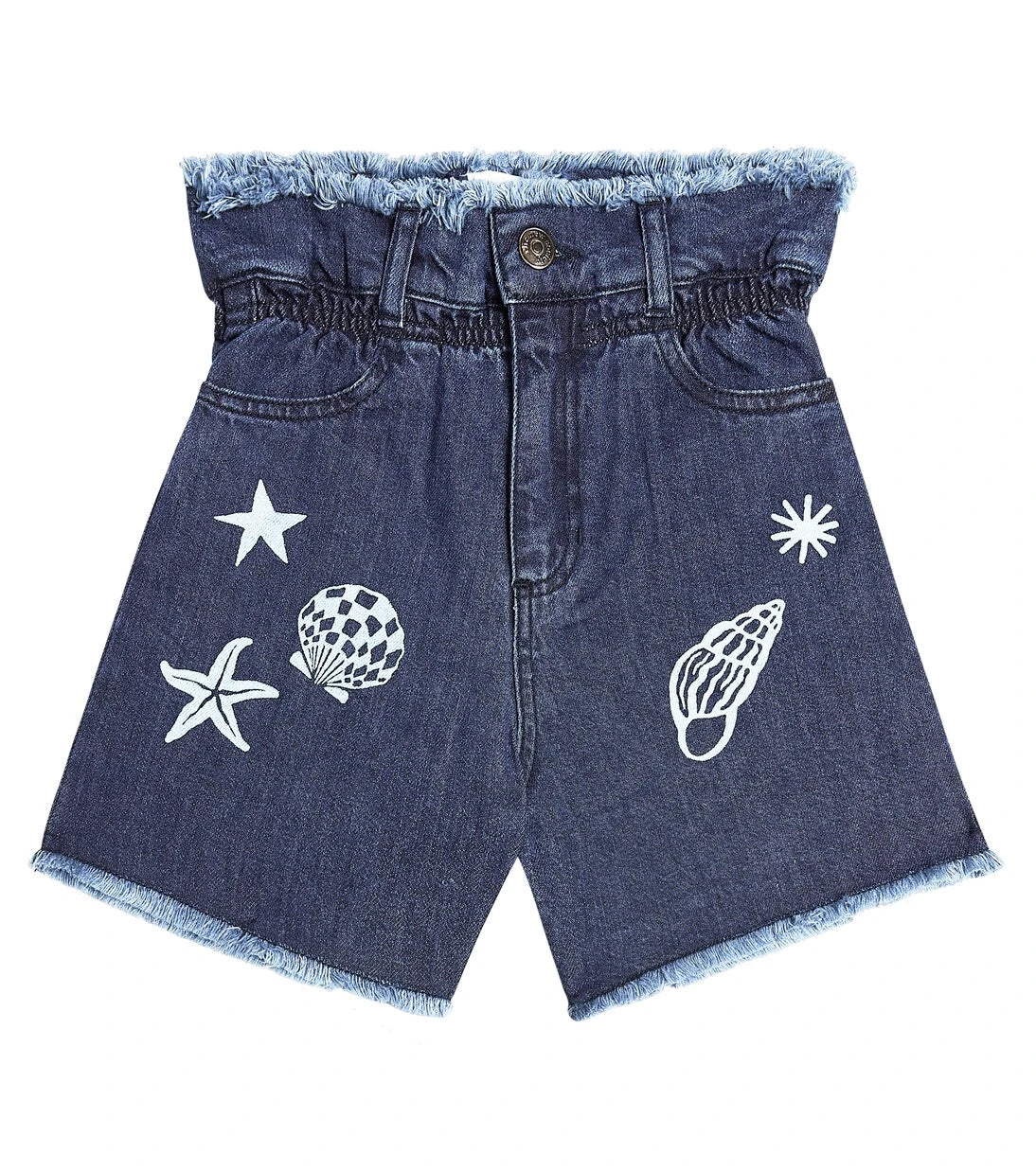 The New Society - Lagoon embroidered denim shorts