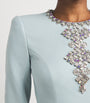 Jenny Packham Blue Crepe Embellished Margot Midi Dress