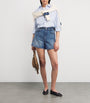 Blue Denim Braided-Trim Shorts
