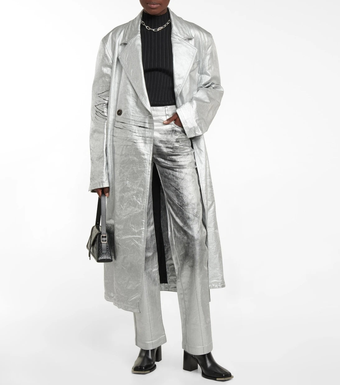 Peter Do - Metallic mid-rise straight jeans