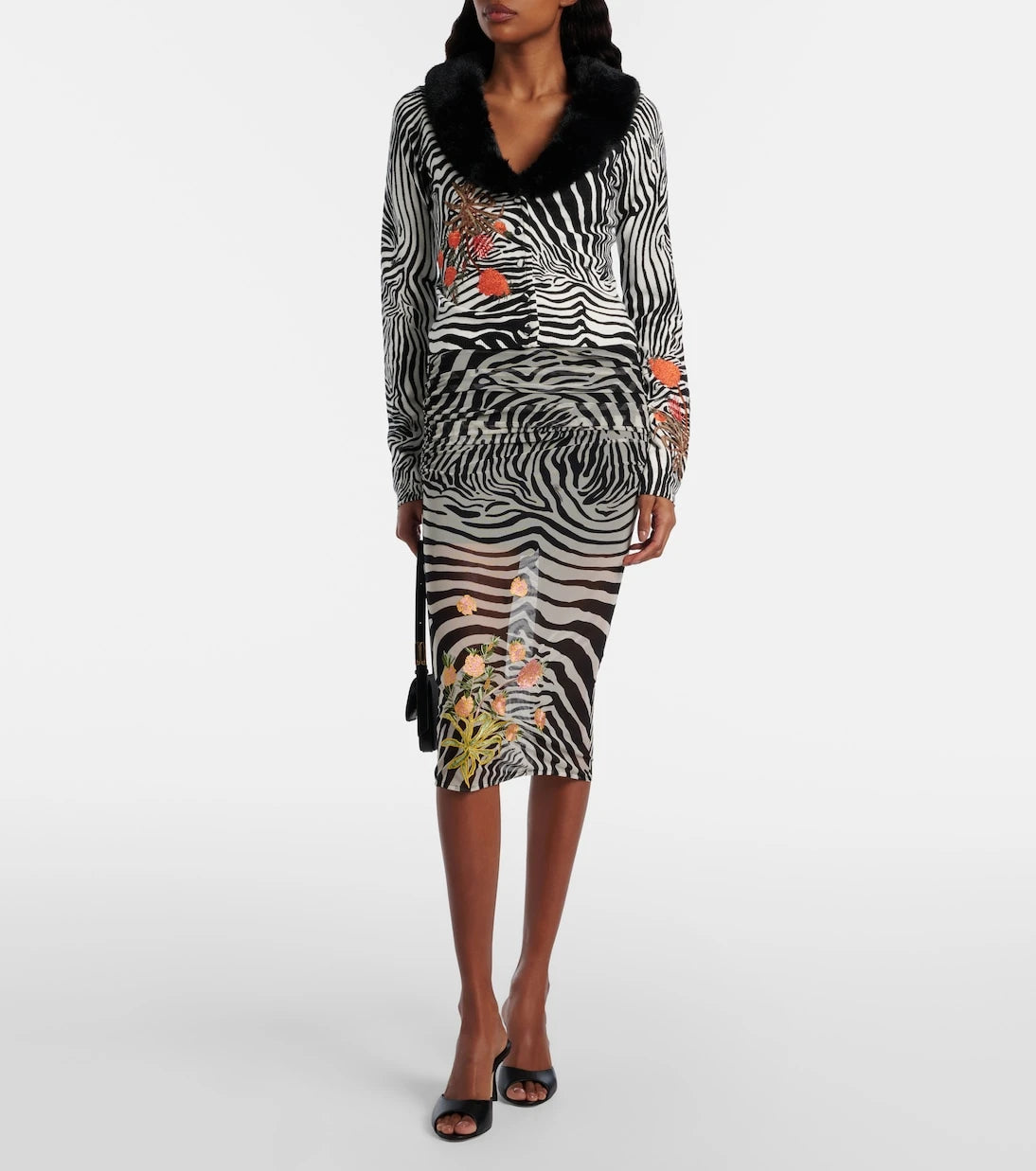 Blumarine - Printed ribbed-knit cardigan