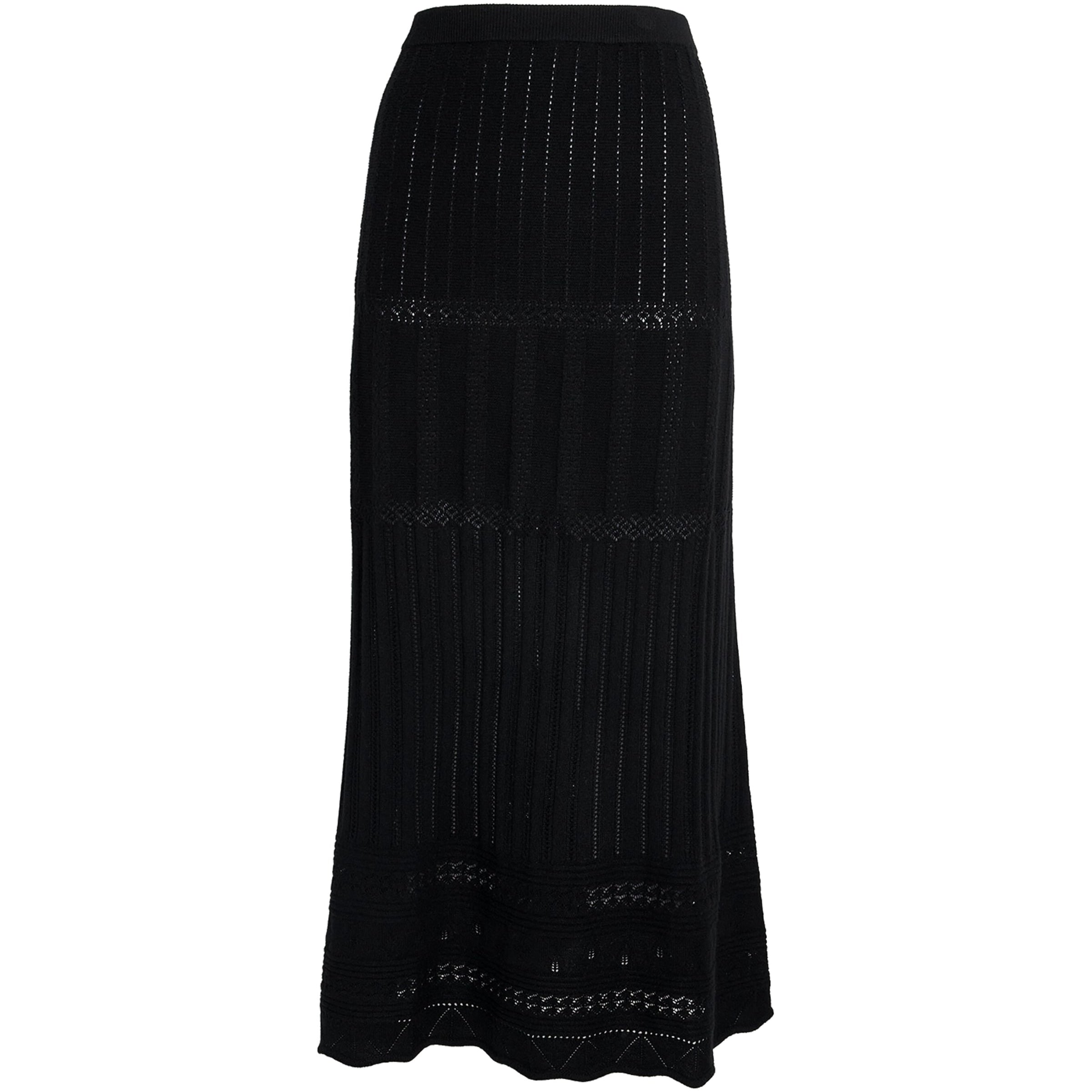Eres Black Wool-Cashmere Rythmée Maxi Skirt
