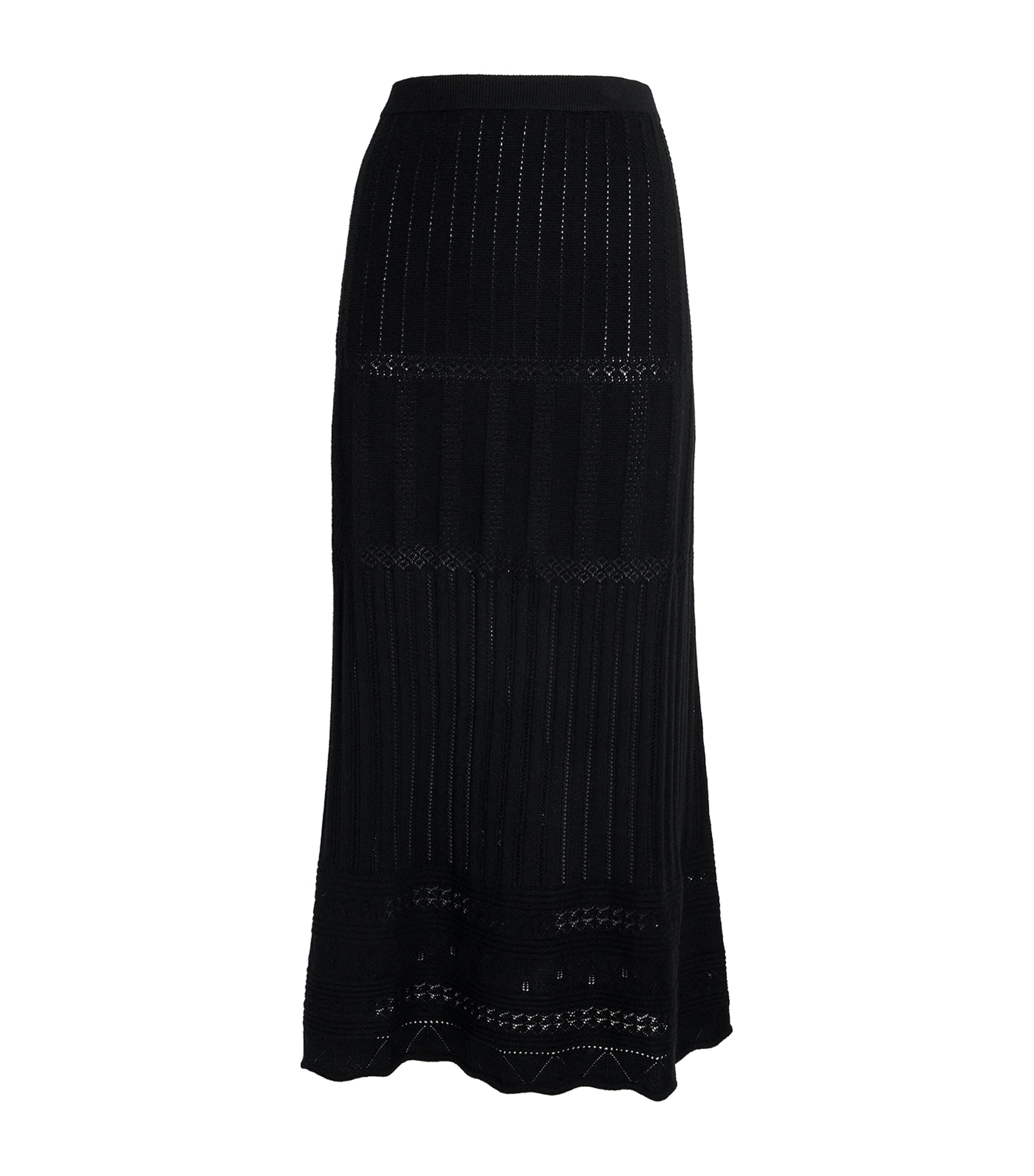 Eres Black Wool-Cashmere Rythmée Maxi Skirt