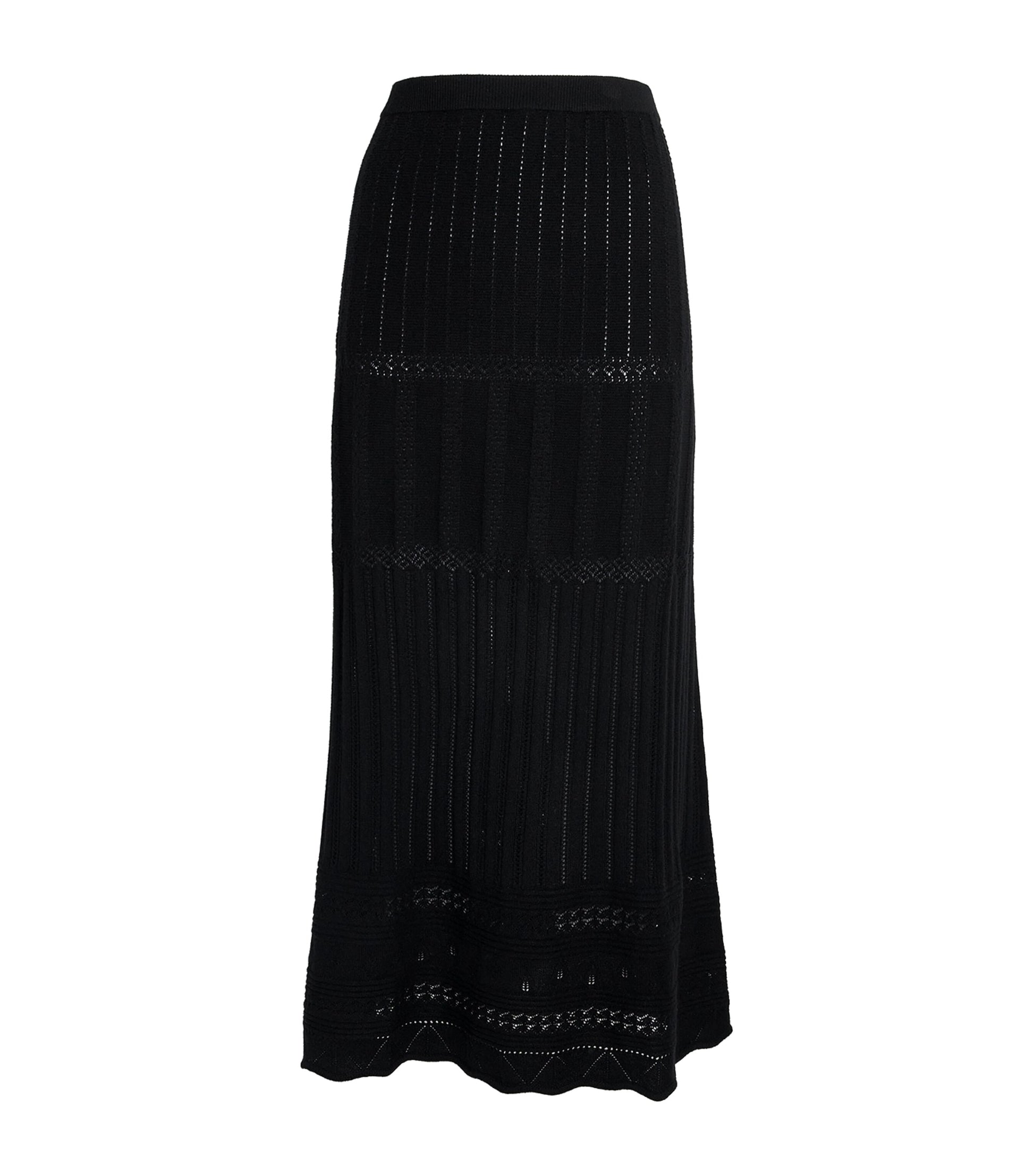 Eres Black Wool-Cashmere Rythmée Maxi Skirt