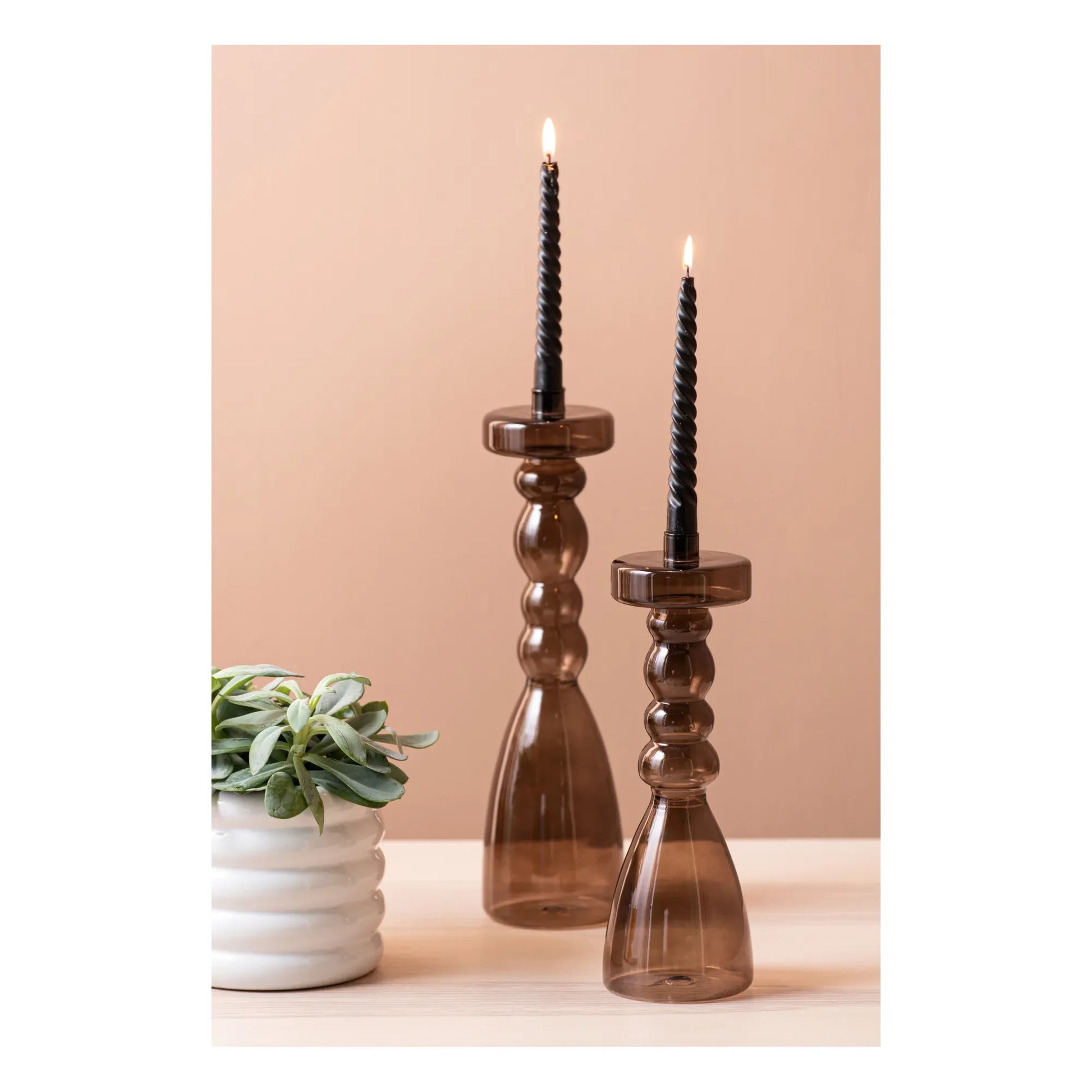 Present Time - Pawn Glass Candle Holder | Brown