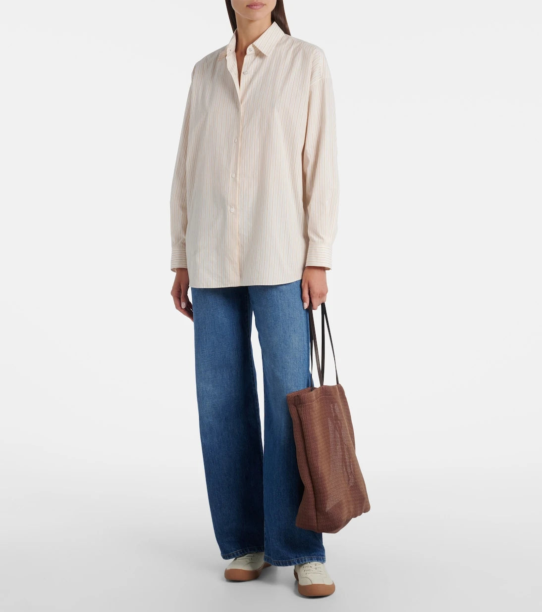 The Row - Barn leather-trimmed mesh tote bag