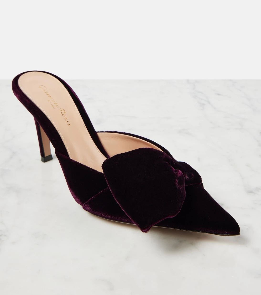Gianvito Rossi - 85 bow-detail velvet mules