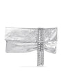 Jimmy Choo Silver Leather-Crystal Zandra Clutch Bag