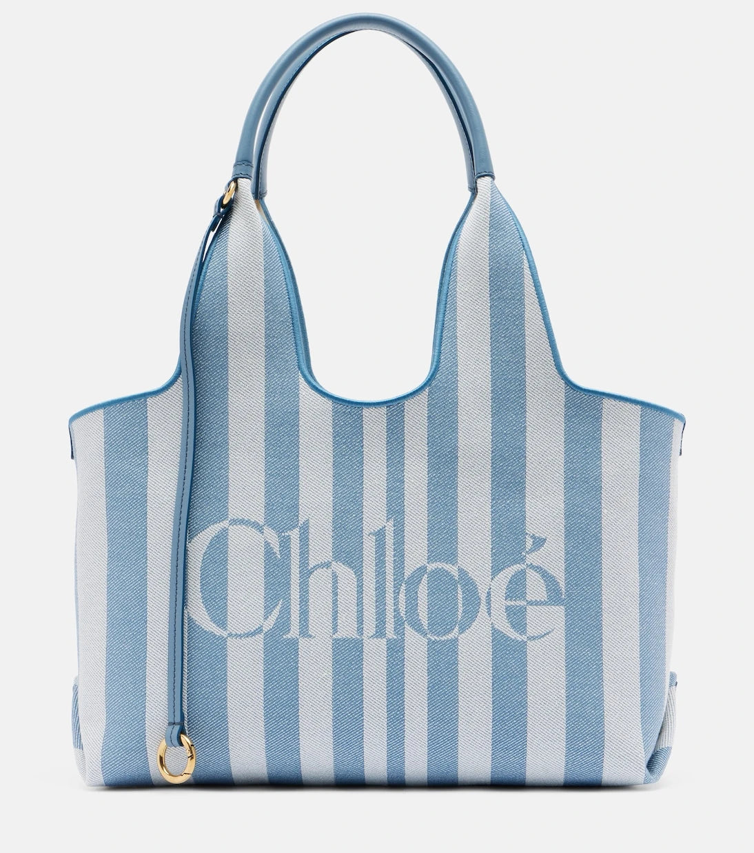 Chloé - Chloé Stripy Large logo canvas tote bag