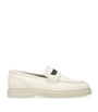 Brunello Cucinelli Beige Leather Monili Penny Loafers