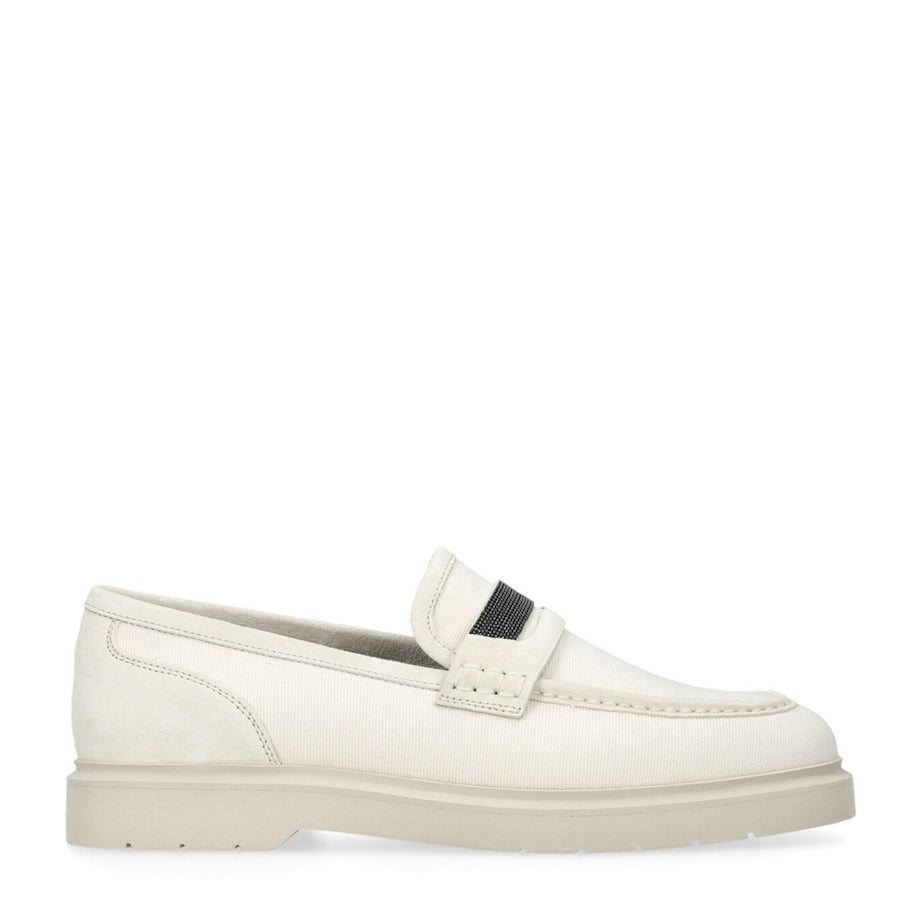 Brunello Cucinelli Beige Leather Monili Penny Loafers