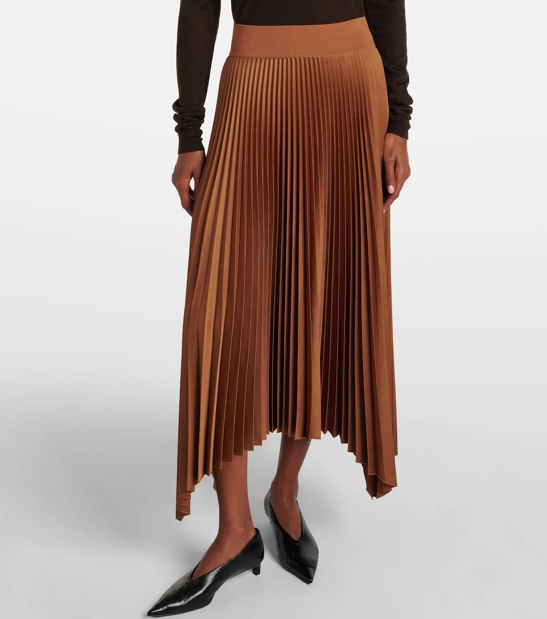 Joseph - Ade plissé asymmetric crêpe midi skirt