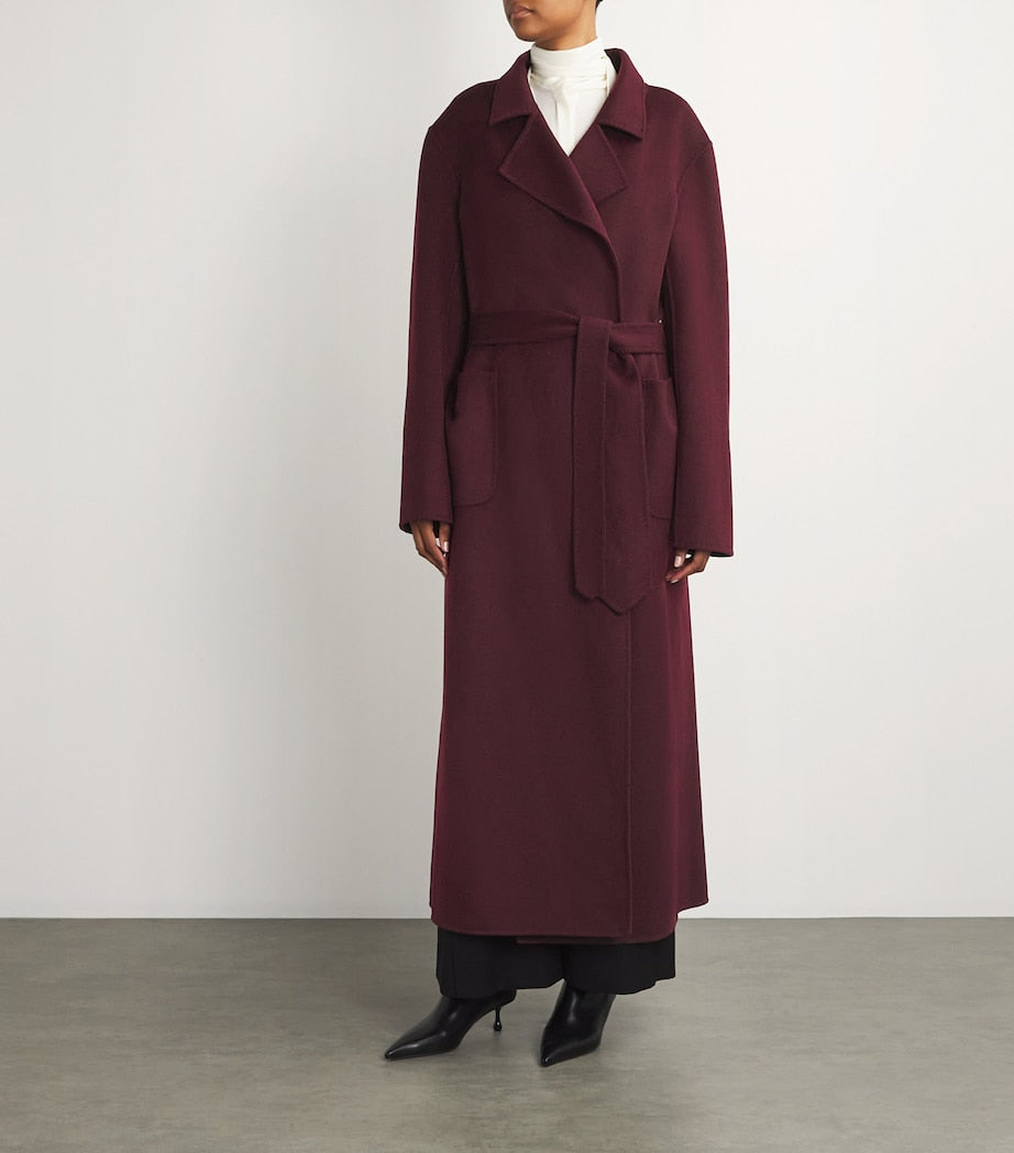 Wolk Morais Burgundy Cashmere On Set Wrap Coat