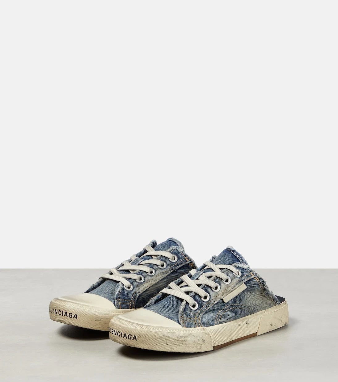 Balenciaga - Paris distressed denim mules