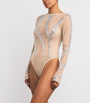 LAPOINTE Beige Rhinestone Swirl Bodysuit