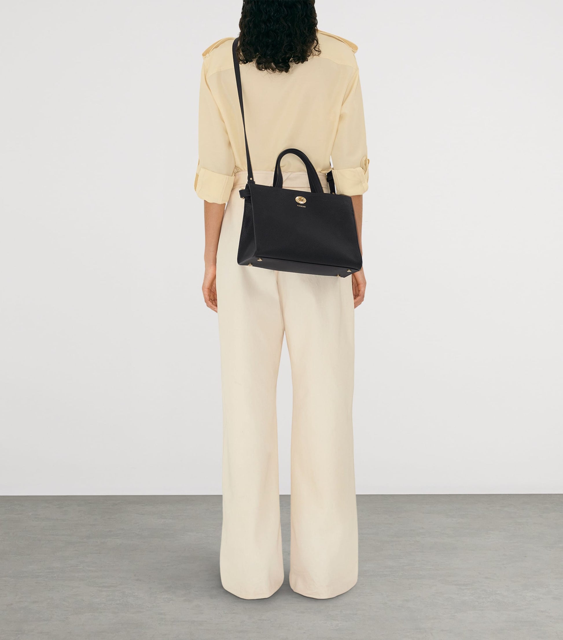 Burberry Black Small Calfskin Cotswolds Tote Bag