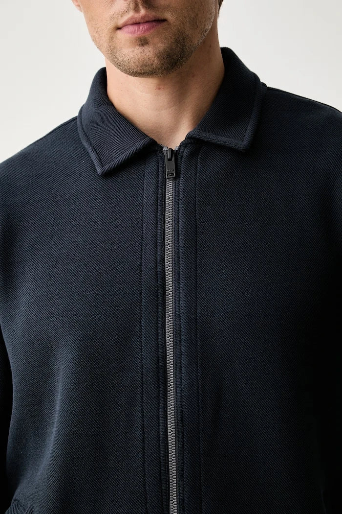 BOSS Orange fermuarlı erkek pamuk elastan sweatshirt Ze_Bend