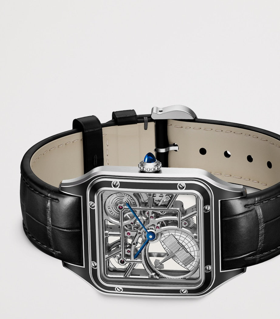 Large Steel Santos-Dumont Skeleton Watch 43.5mm