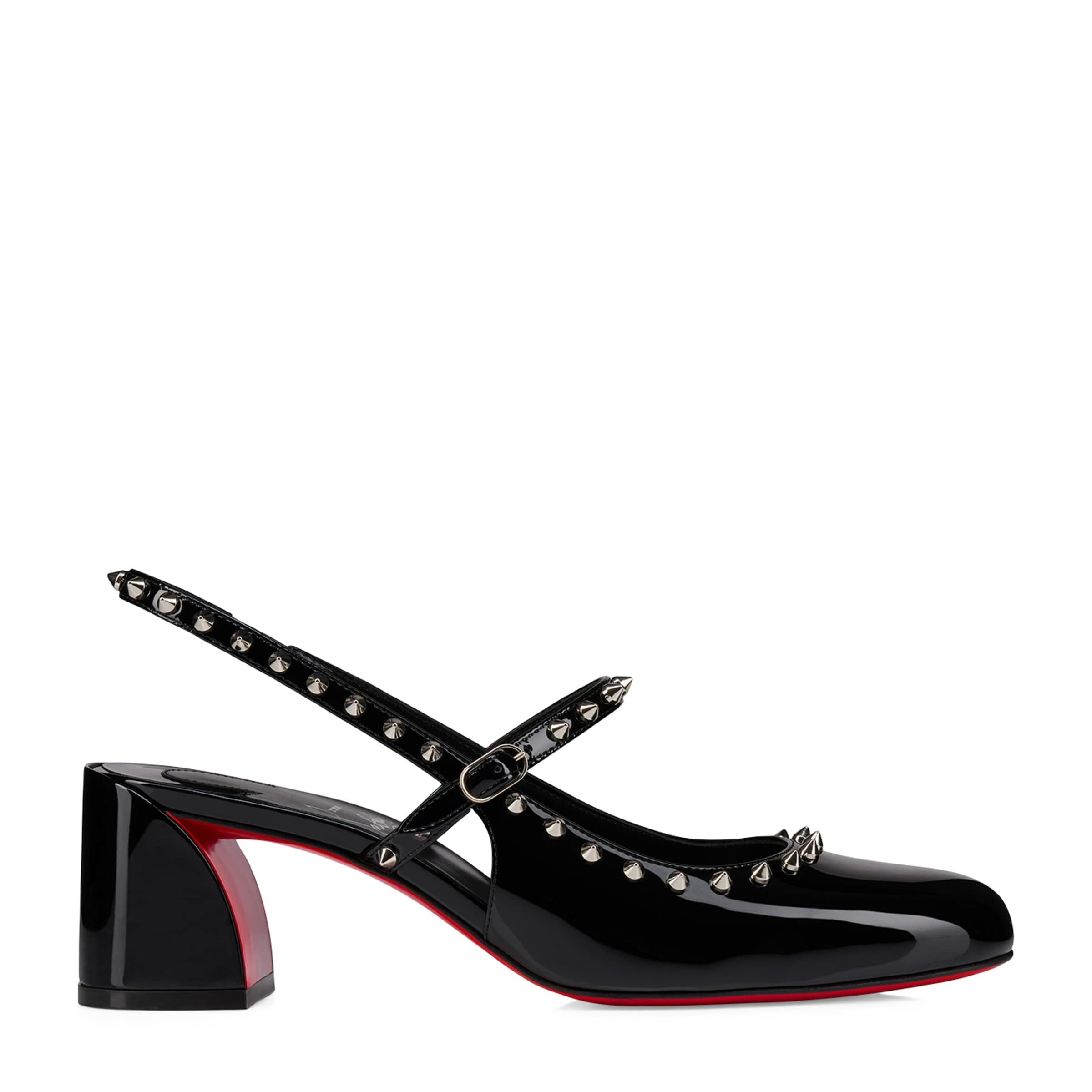 Christian Louboutin Jani Spikes Patent Leather Slingback Pumps 55