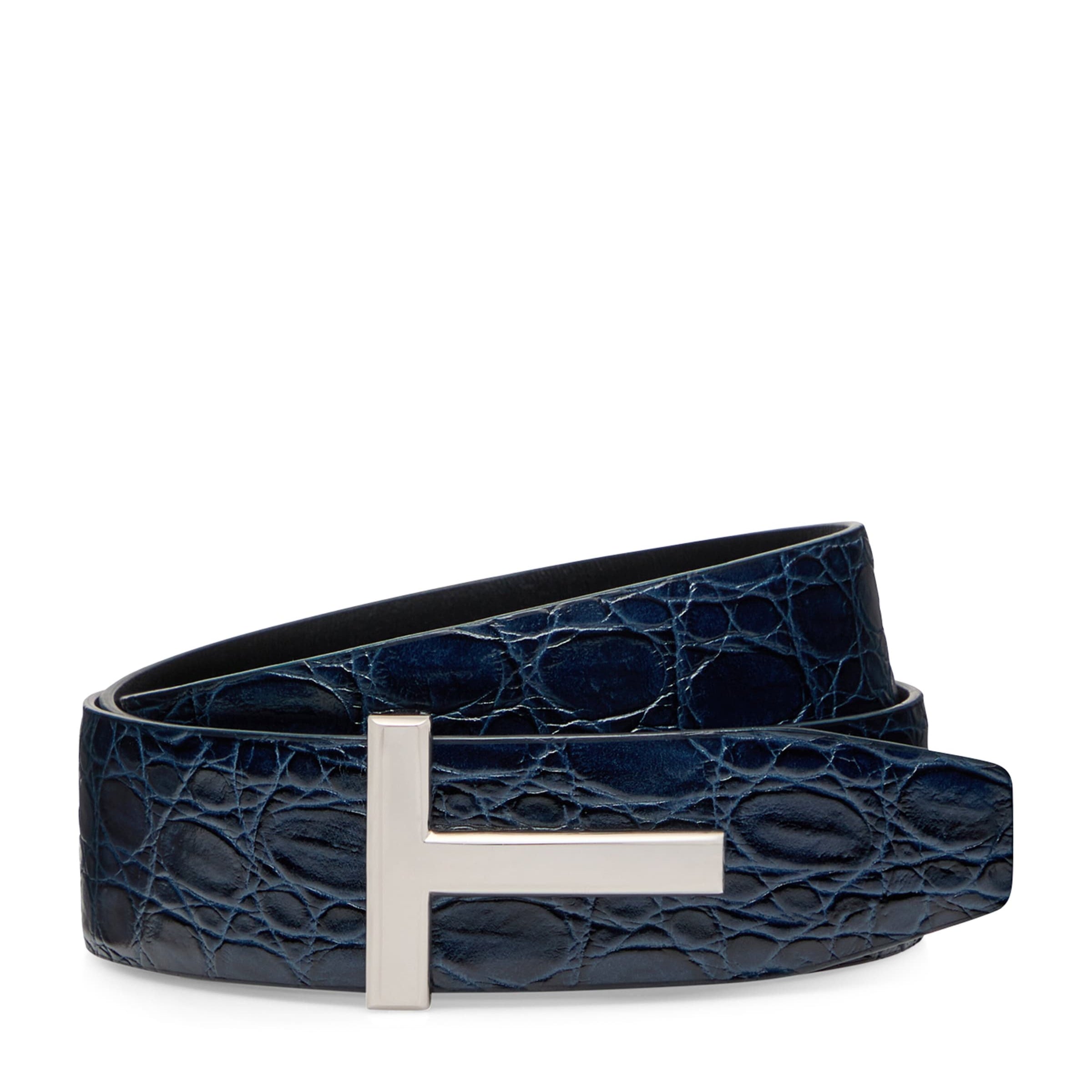 Leather Reversible T Icon Belt