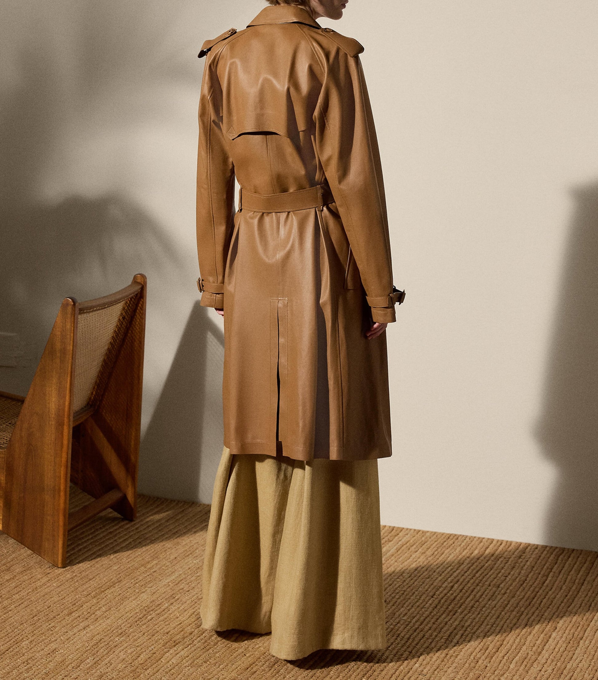 Brown Lambskin Niles Trench Coat