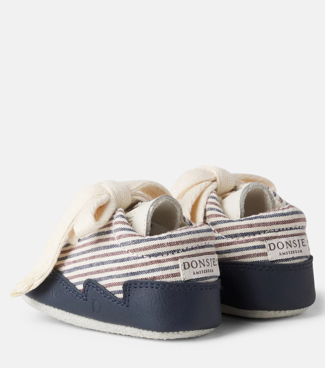 Donsje - Baby Pluksel leather-trimmed striped booties
